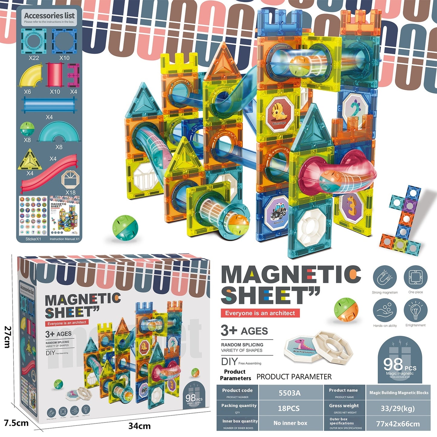 Bloques Magnéticos con Ventanas Coloridas