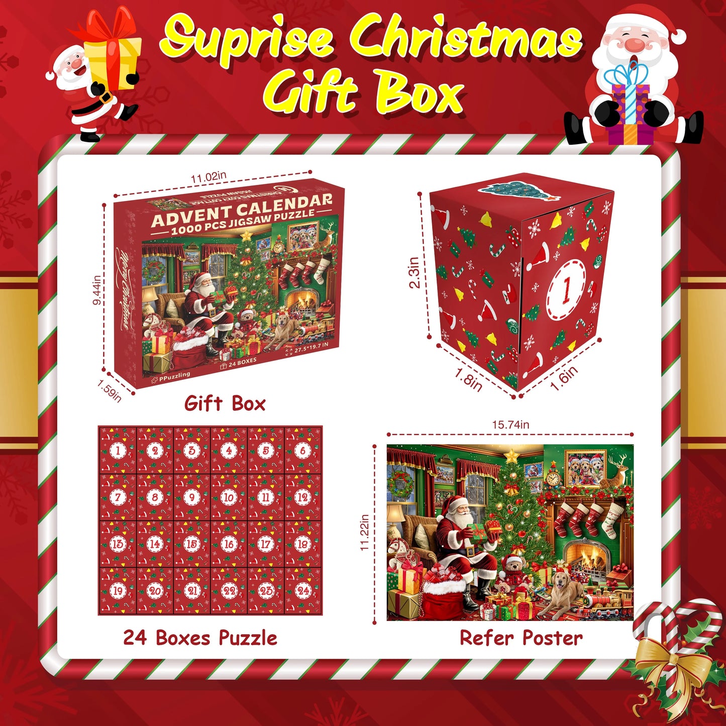 Calendario de Adviento + Rompecabezas 1000 Piezas – Cabaña Navideña