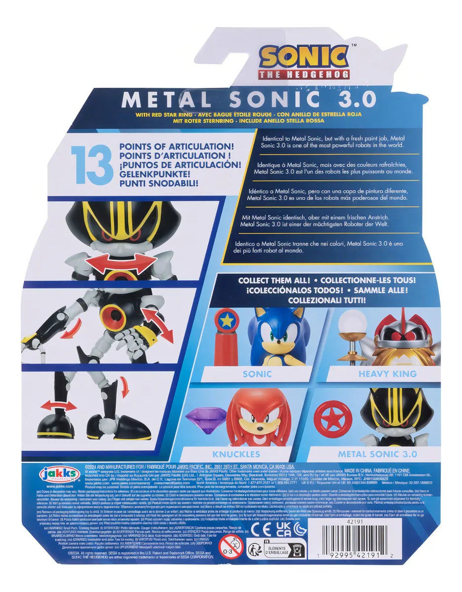 Metal Sonic 3.0 – Figura Articulada de 10 cm con Estrella Roja