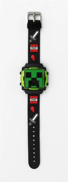 Minecraft Reloj LCD de Pulsera Unisex de Silicona, Negro (MIN4069WM)