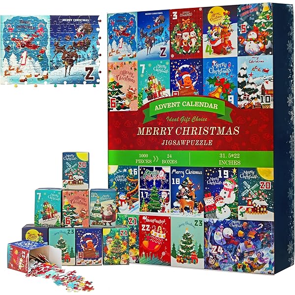 Calendario de Adviento Merry Christmas – 24 Rompecabezas en 1 (1000 piezas)
