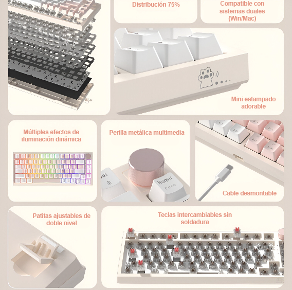 Teclado Mecánico Tulipanes al Viento