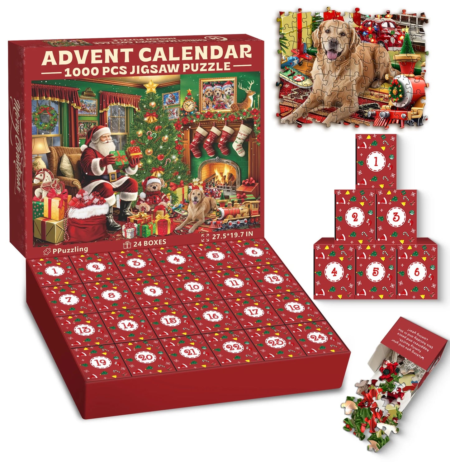 Calendario de Adviento + Rompecabezas 1000 Piezas – Cabaña Navideña