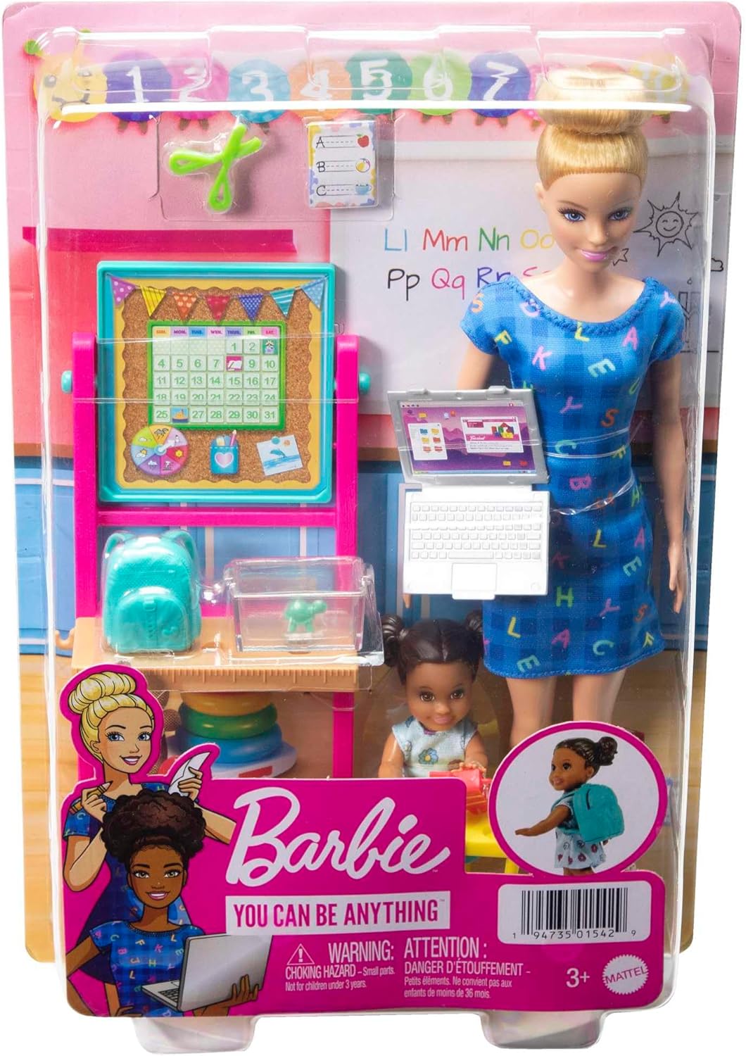 Barbie Profesiones - Set de Juego Maestra Rubia con Bebé