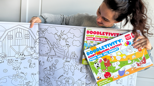 Set de 4 Pósters Gigantes para Colorear – Granja, Mar, Zoológico y Bosque