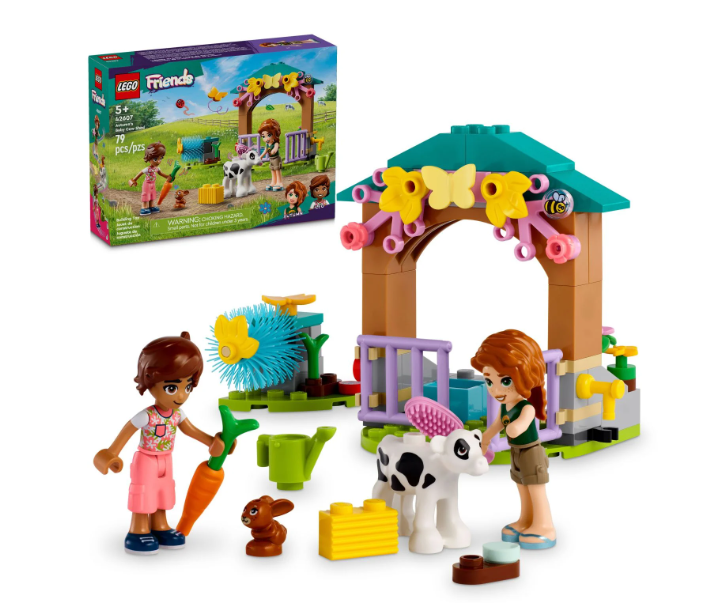 LEGO Friends Set de Juguetes de Animales de Granja Cobertizo para Vacas Bebés de Otoño con 2 Minimuñecas (42607)