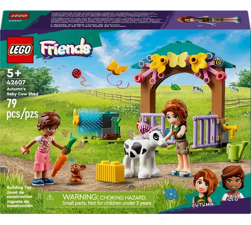 LEGO Friends Set de Juguetes de Animales de Granja Cobertizo para Vacas Bebés de Otoño con 2 Minimuñecas (42607)