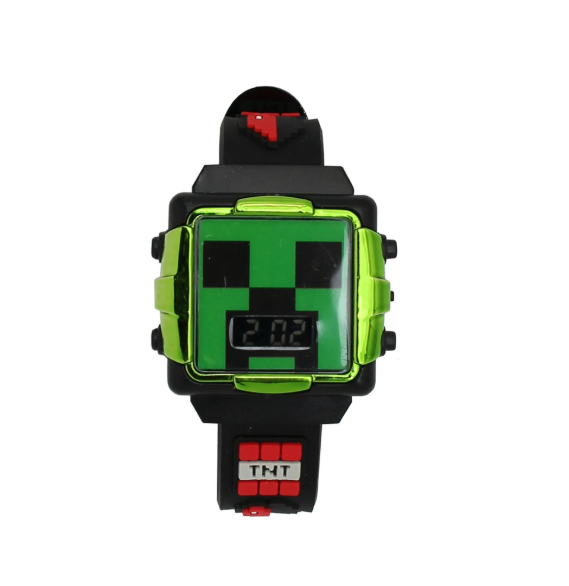 Minecraft Reloj LCD de Pulsera Unisex de Silicona, Negro (MIN4069WM)