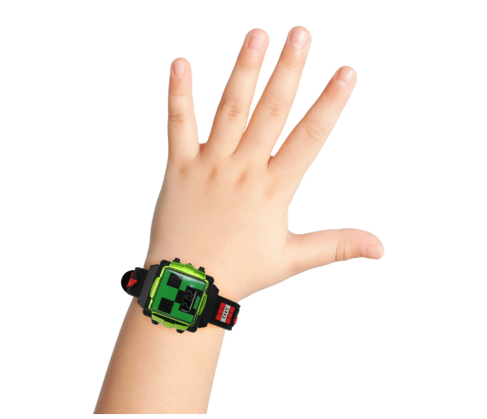 Minecraft Reloj LCD de Pulsera Unisex de Silicona, Negro (MIN4069WM)