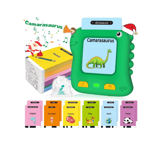 Tarjetas Flash Parlantes para Niños Pequeños, Juguetes de Terapia del Habla de Dinosaurio en Color Verde
