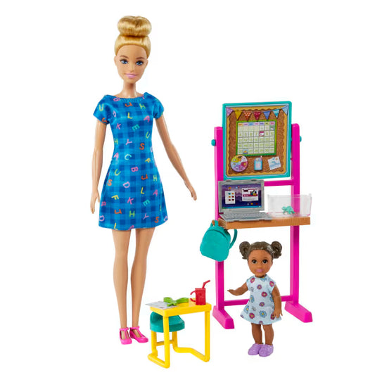 Barbie Profesiones - Set de Juego Maestra Rubia con Bebé