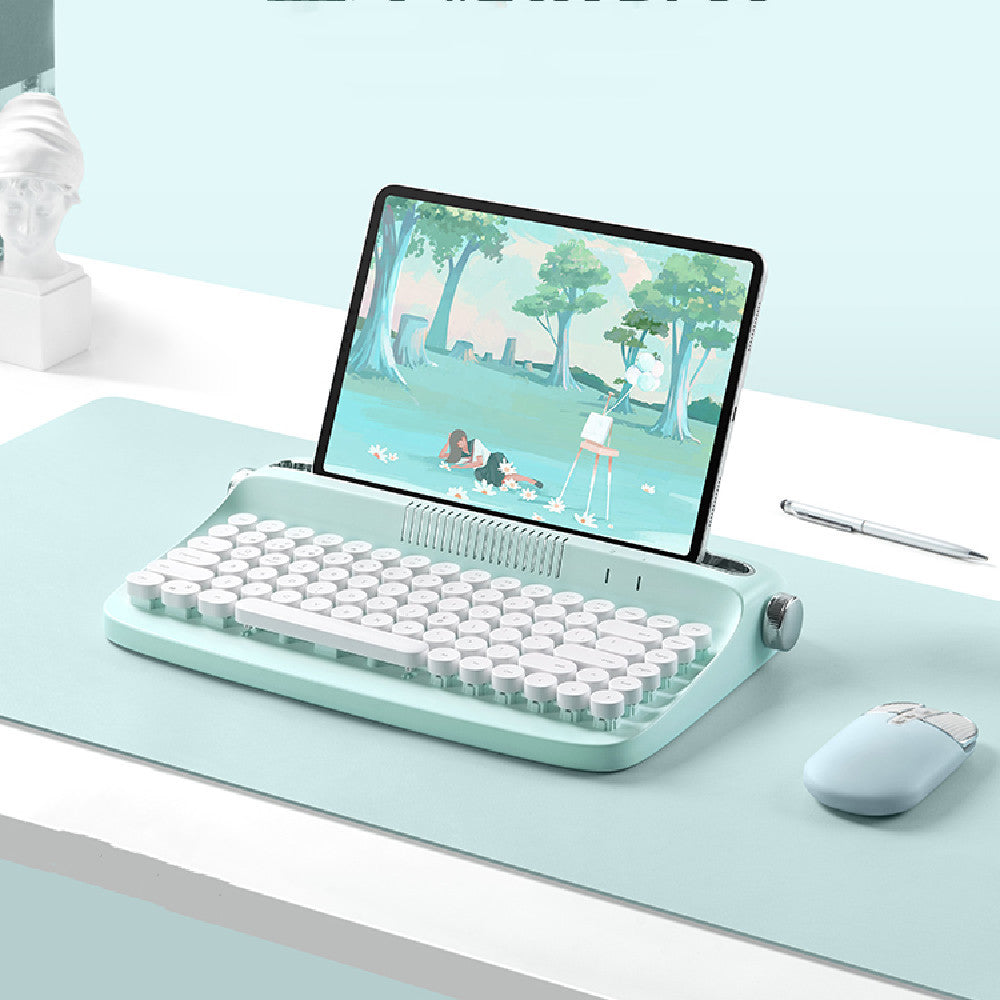 Set Retro de Teclado Bluetooth y Mouse – Colores Cute para Oficina y iPad
