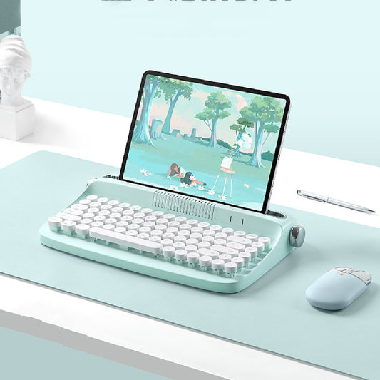 Set Retro de Teclado Bluetooth y Mouse – Colores Cute para Oficina y iPad